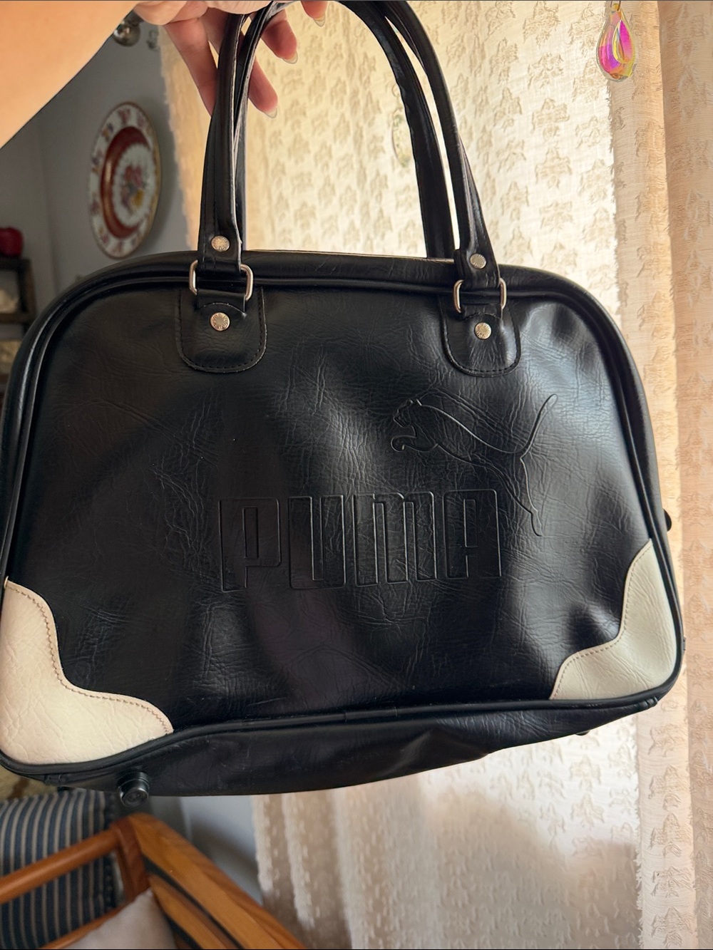 Puma Vintage 2000s sport Boston vinyl bag embossed logo